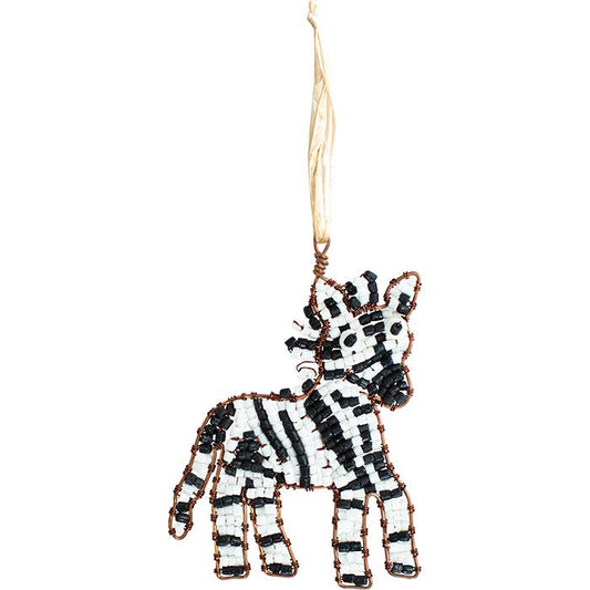 Beaded Safari Zebra Ornament