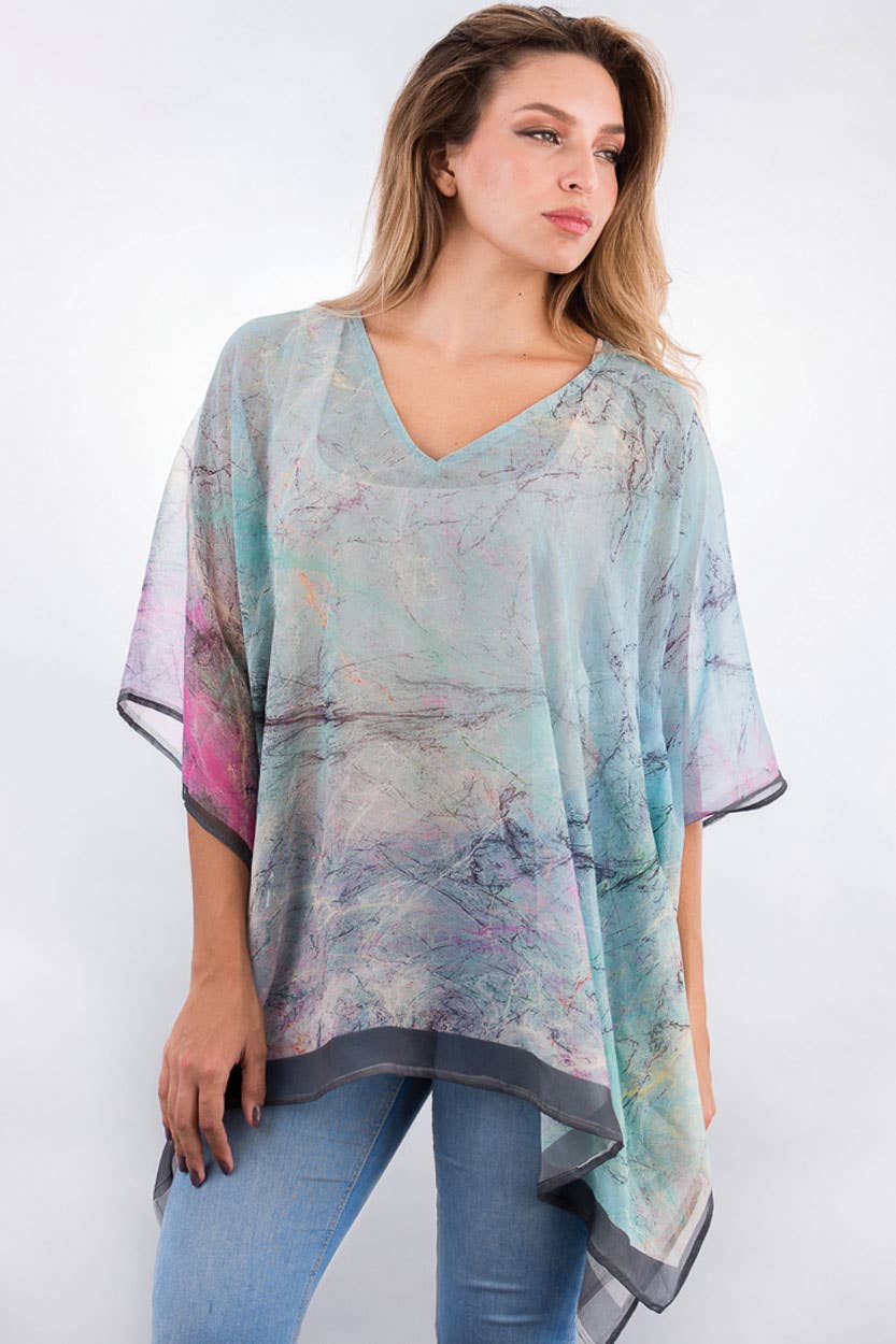 Kumari Cupro Tops: Navy Multi
