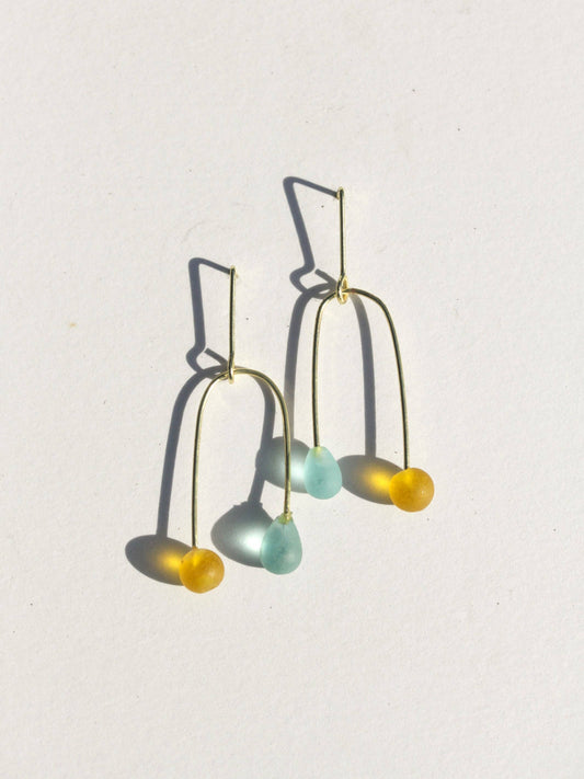 Sea Glass Mobile Earrings - Sunshine Day