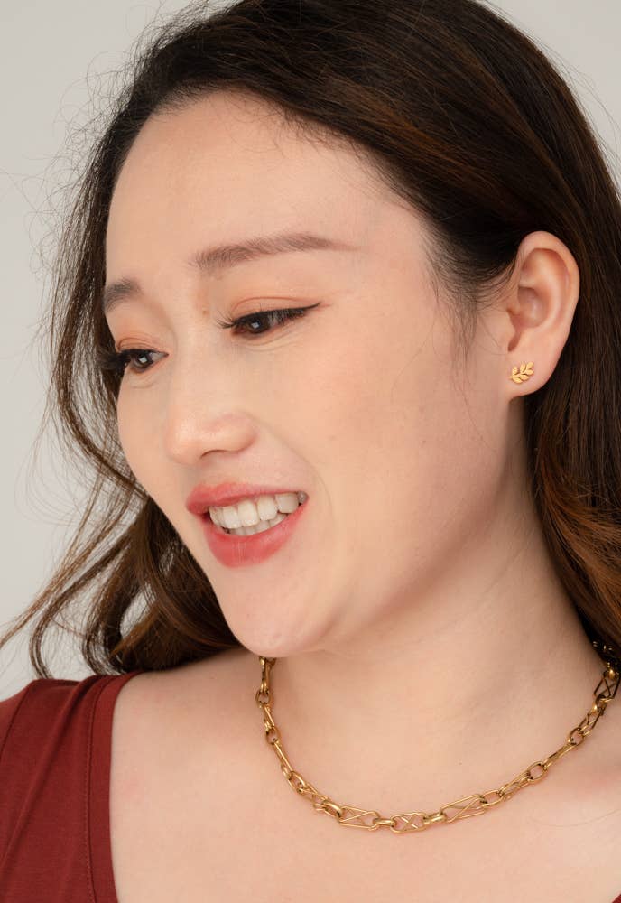 Frosted Rowen Gold  Stud Earrings