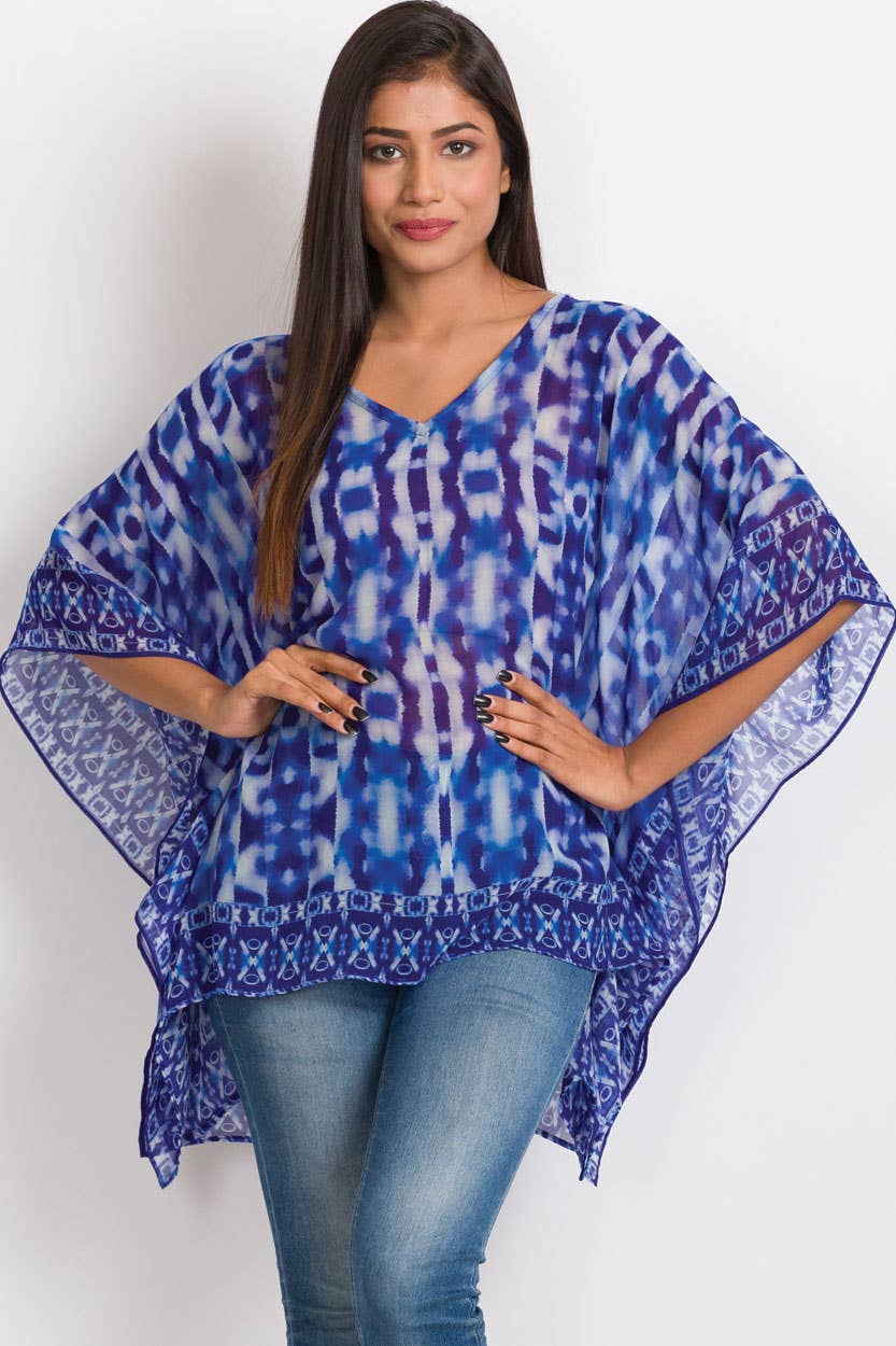 Kumari Cupro Tops: Navy Multi