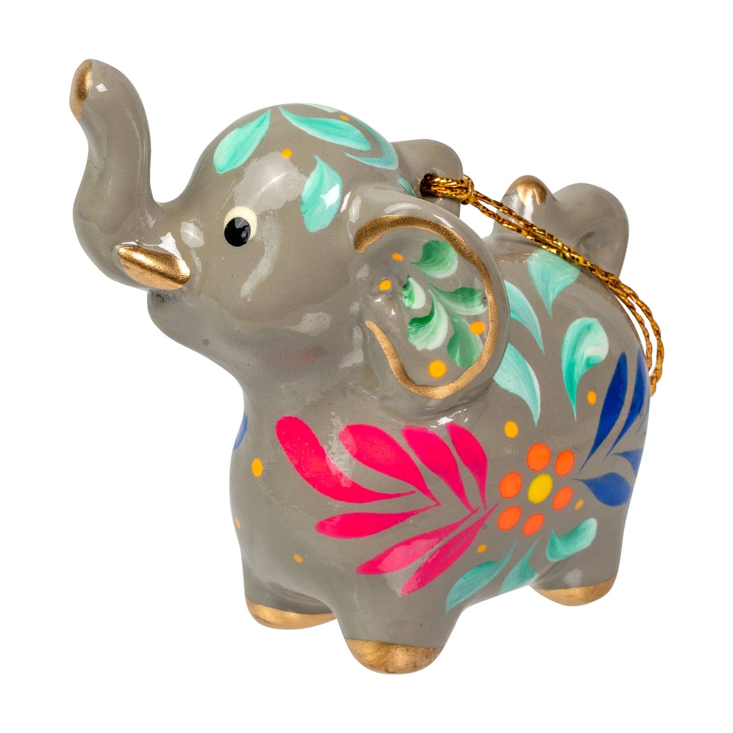 Elephant Confetti Ceramic Ornament