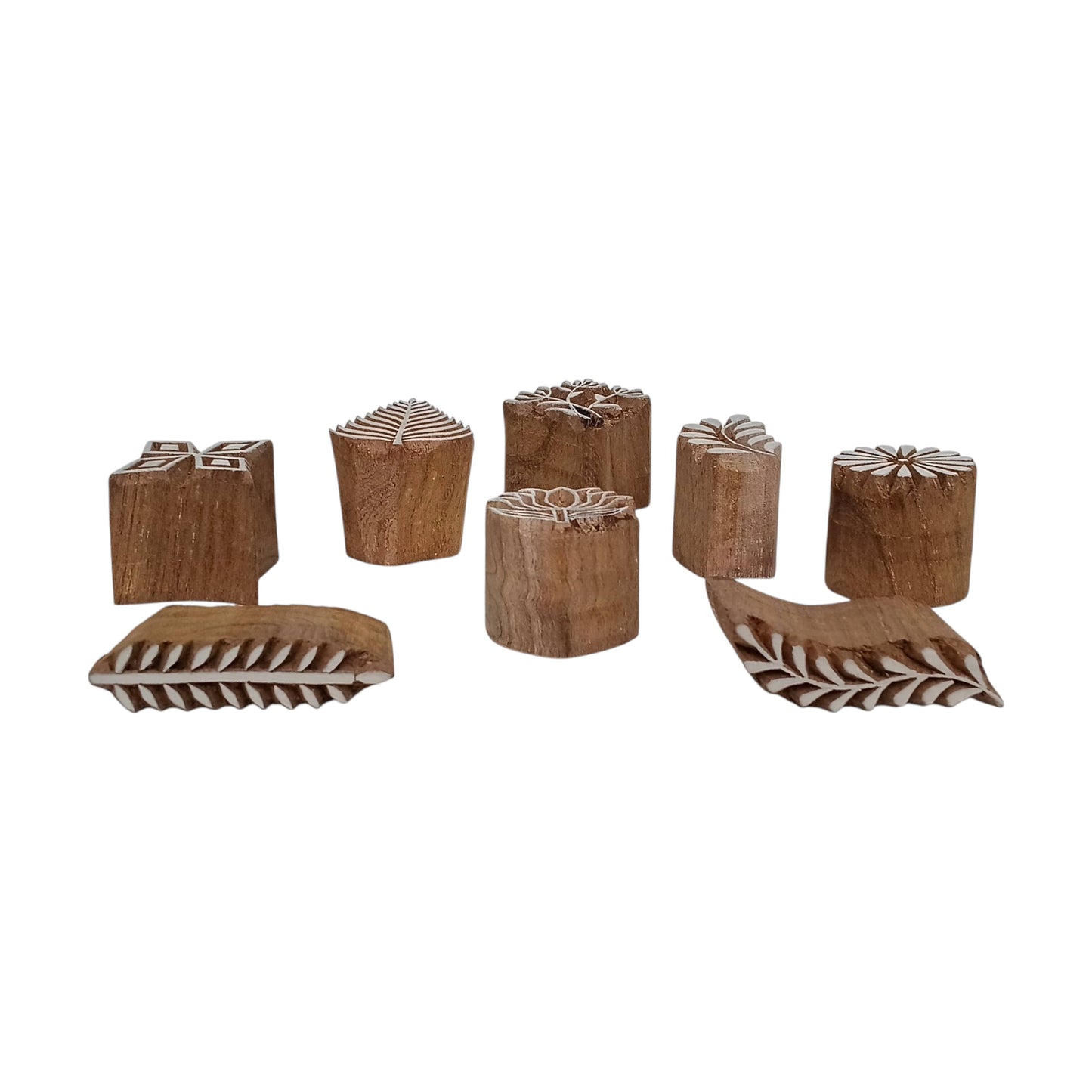 Hand-carved Mango Wood Printing Blocks - Set of 8