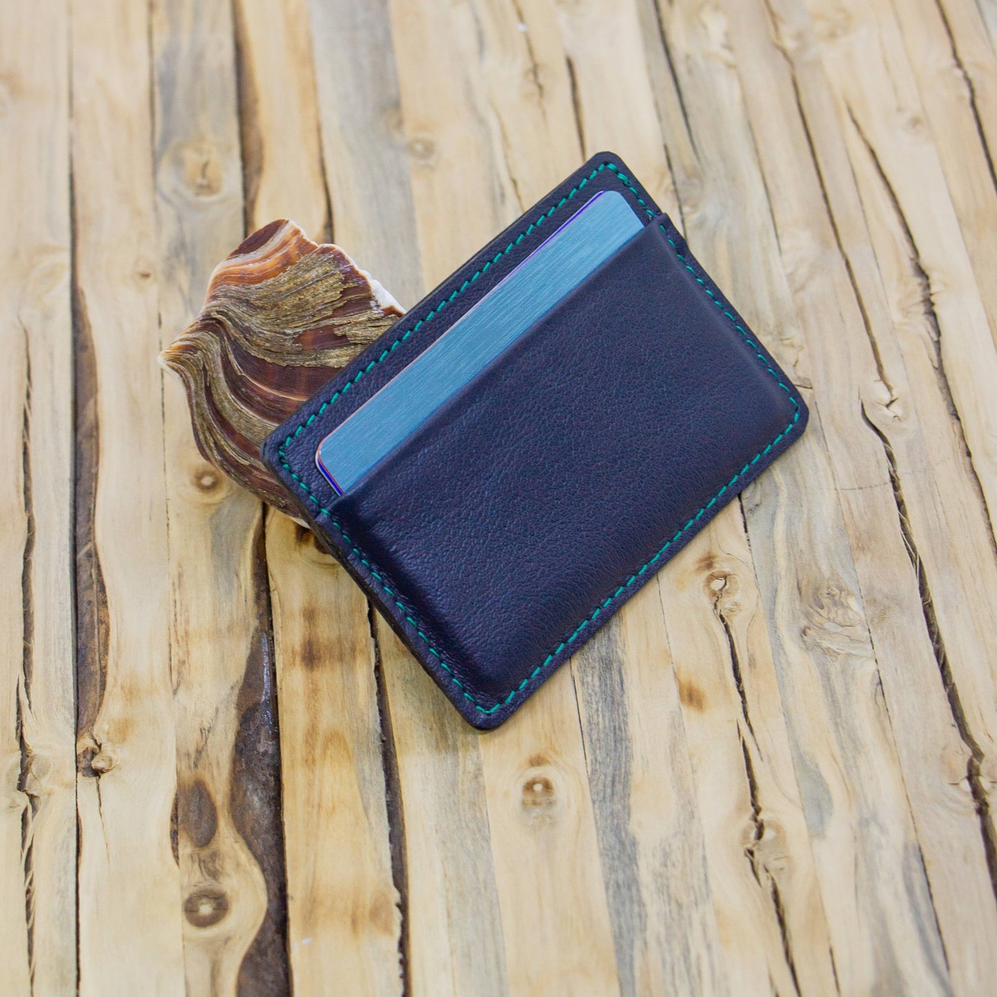 Deep Ocean Leather Card Wallet