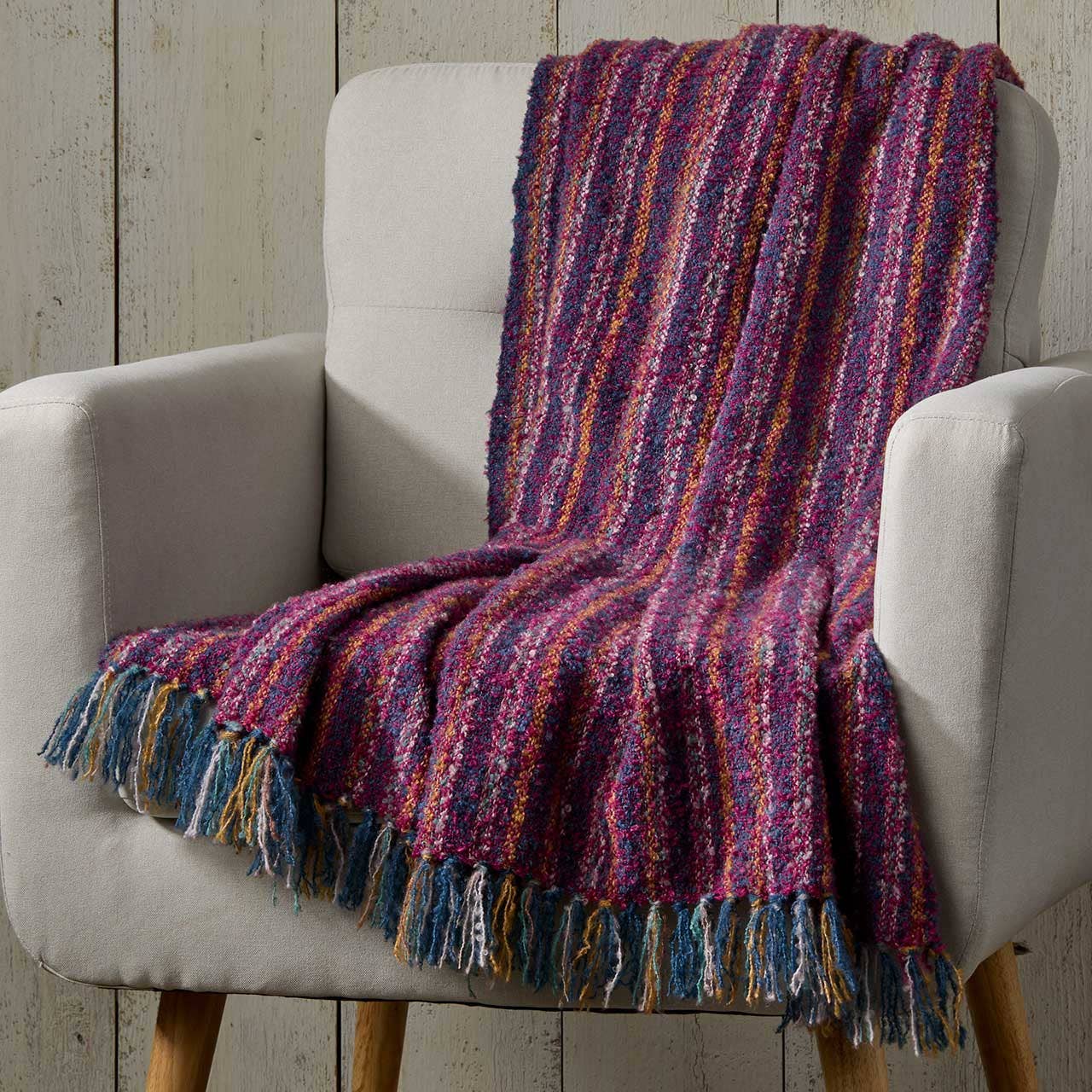 Jewel Stripe Boucle Throw