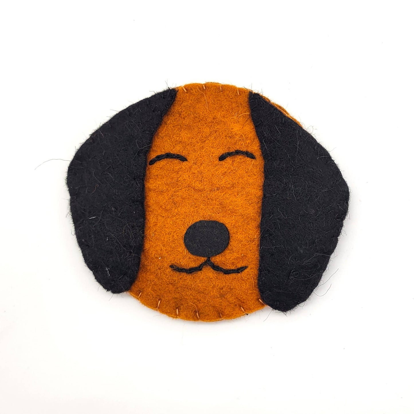 Brown Dog Felted Wool Drink Coaster