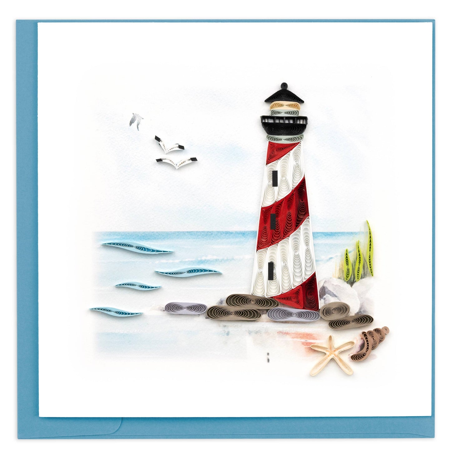 Red & White Lighthouse Quilling Card