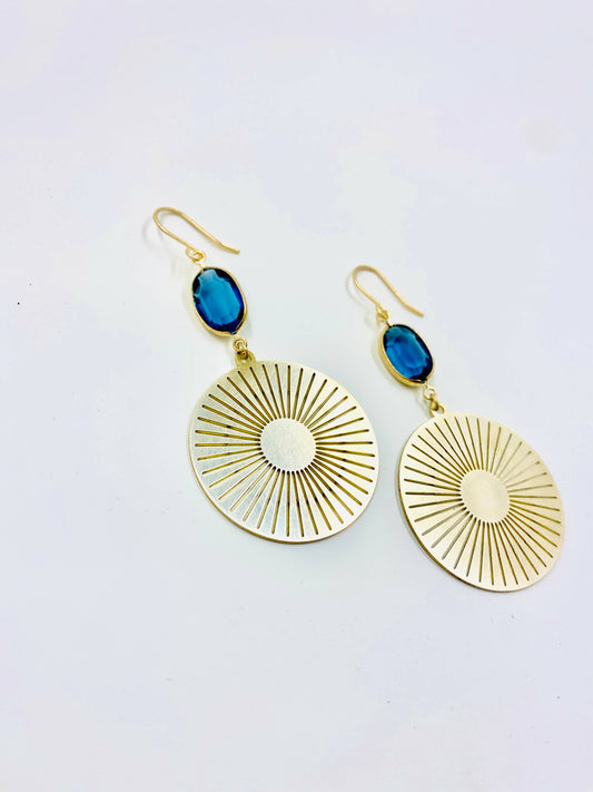 Brass Sun Medallion Earrings