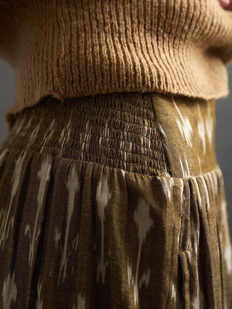 Mila Olive Ikat Midi Skirt