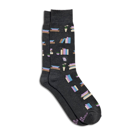 Socks that Give Books | Gray Bookshelves