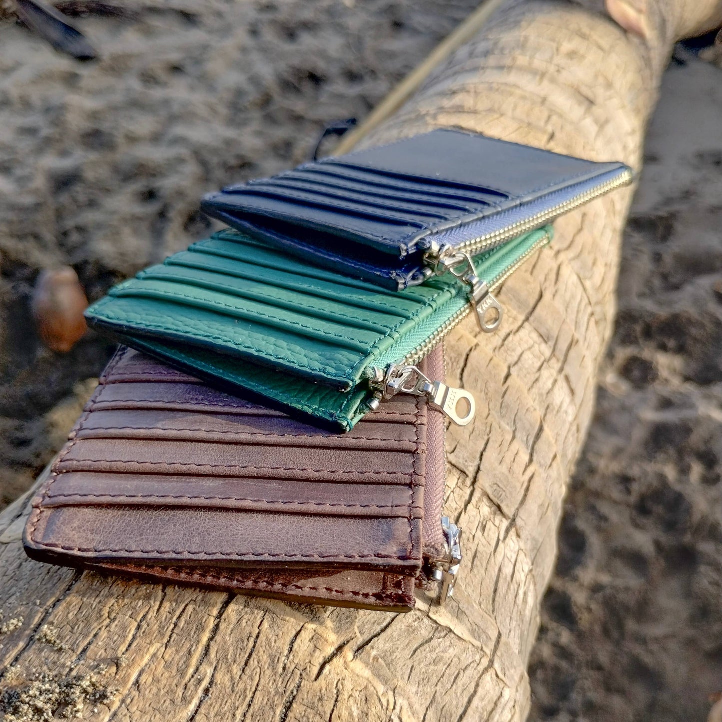 Leaf Green Zippered Card Wallet