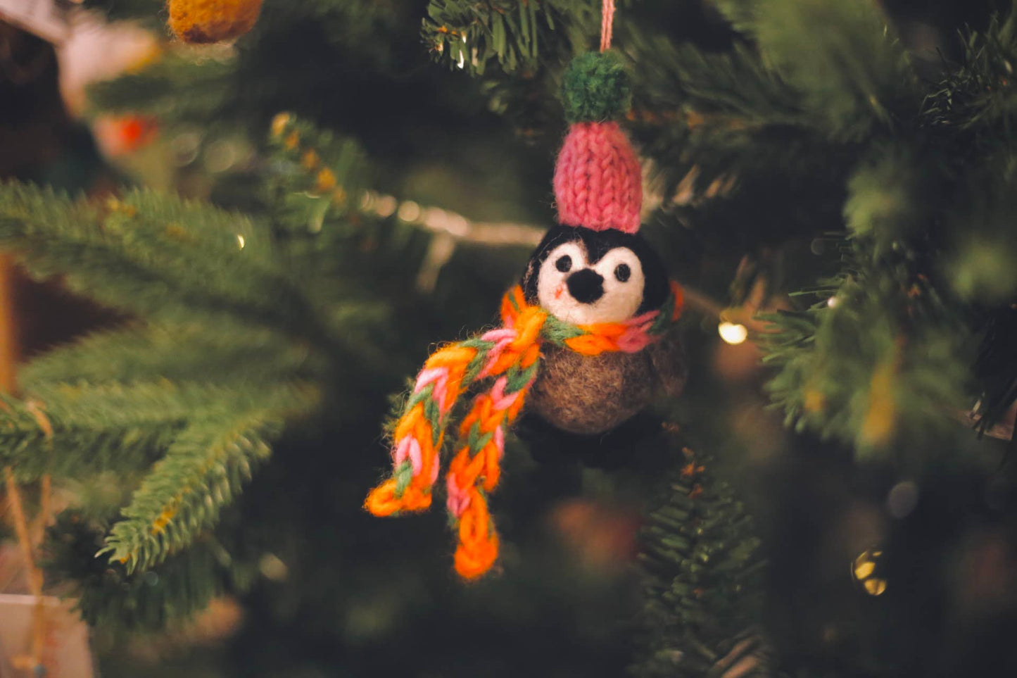 Handmade Felt Frosty Penguin Ornament