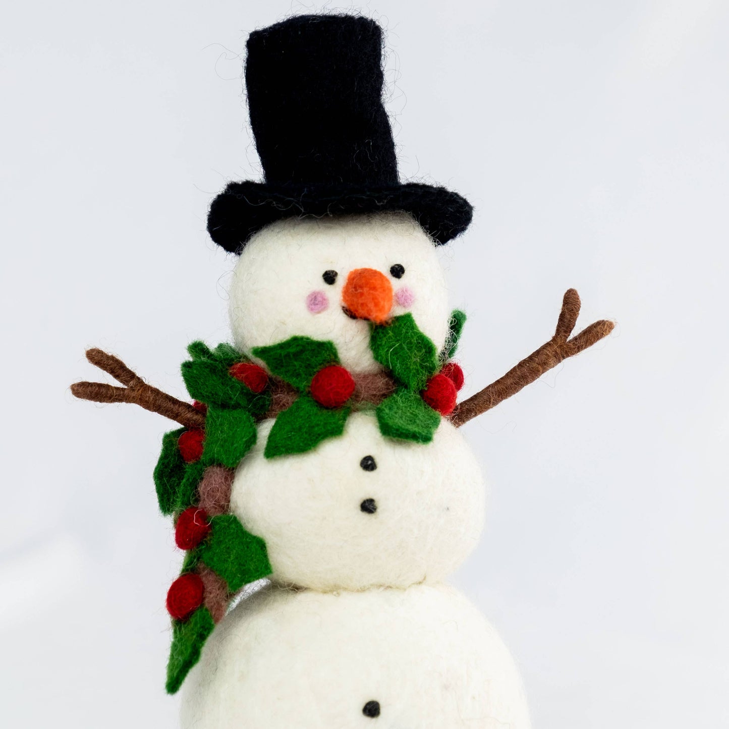 Holly Scarf Felt Snowman Figurine