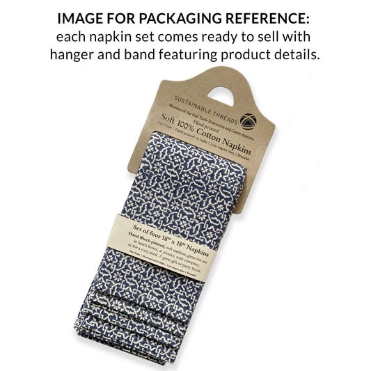 Cotton Napkins | Hand Block Printed | Mosaic Sage | Set of 4