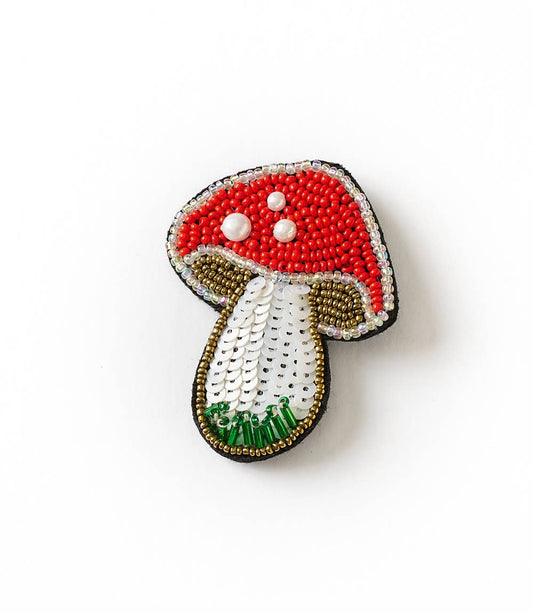 Bala Mani Beaded Mushroom Pin