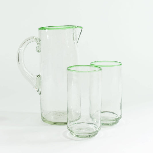 Tall Green Rim Stacking Glassware