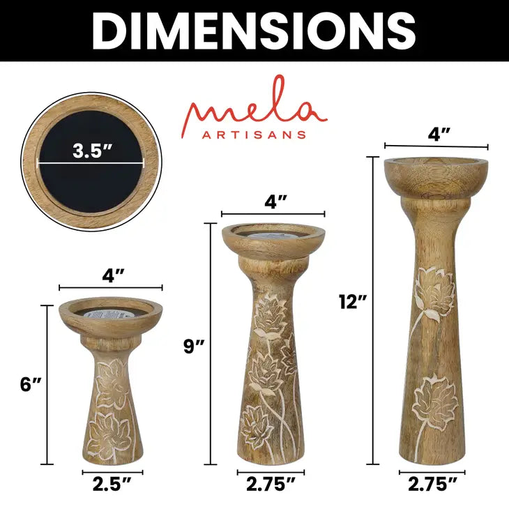 Lotus Vine Whitewashed Candle Holder Set