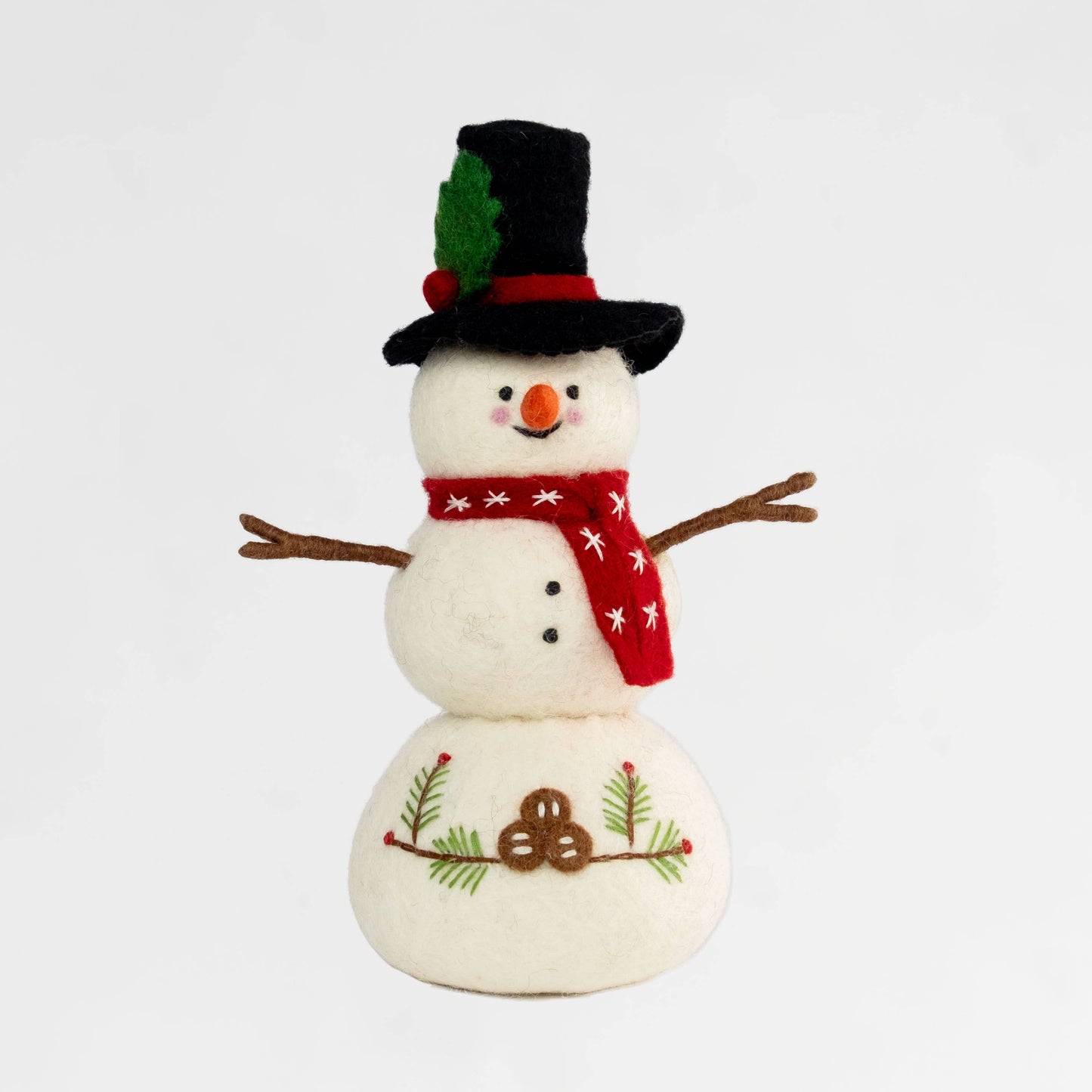 Red Scarf Felt Snowman Figurine