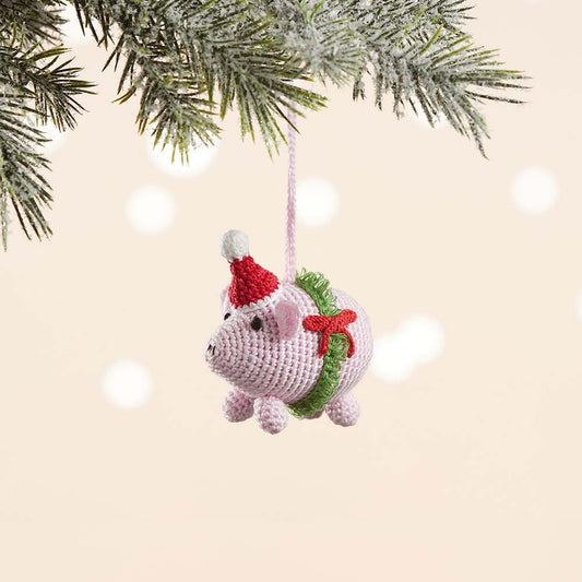 Barnyard Pig Crocheted Ornament