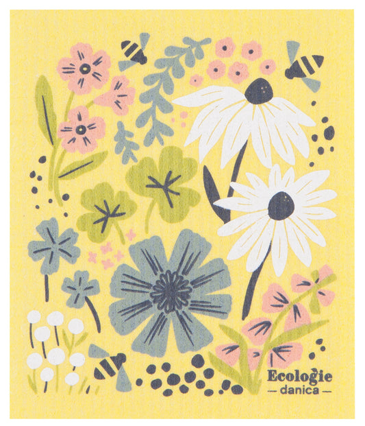 Bees And Blooms Swedish Dishcloth