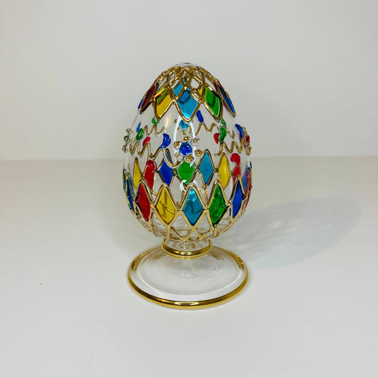 Medium Harlequin Glass Tabletop Egg