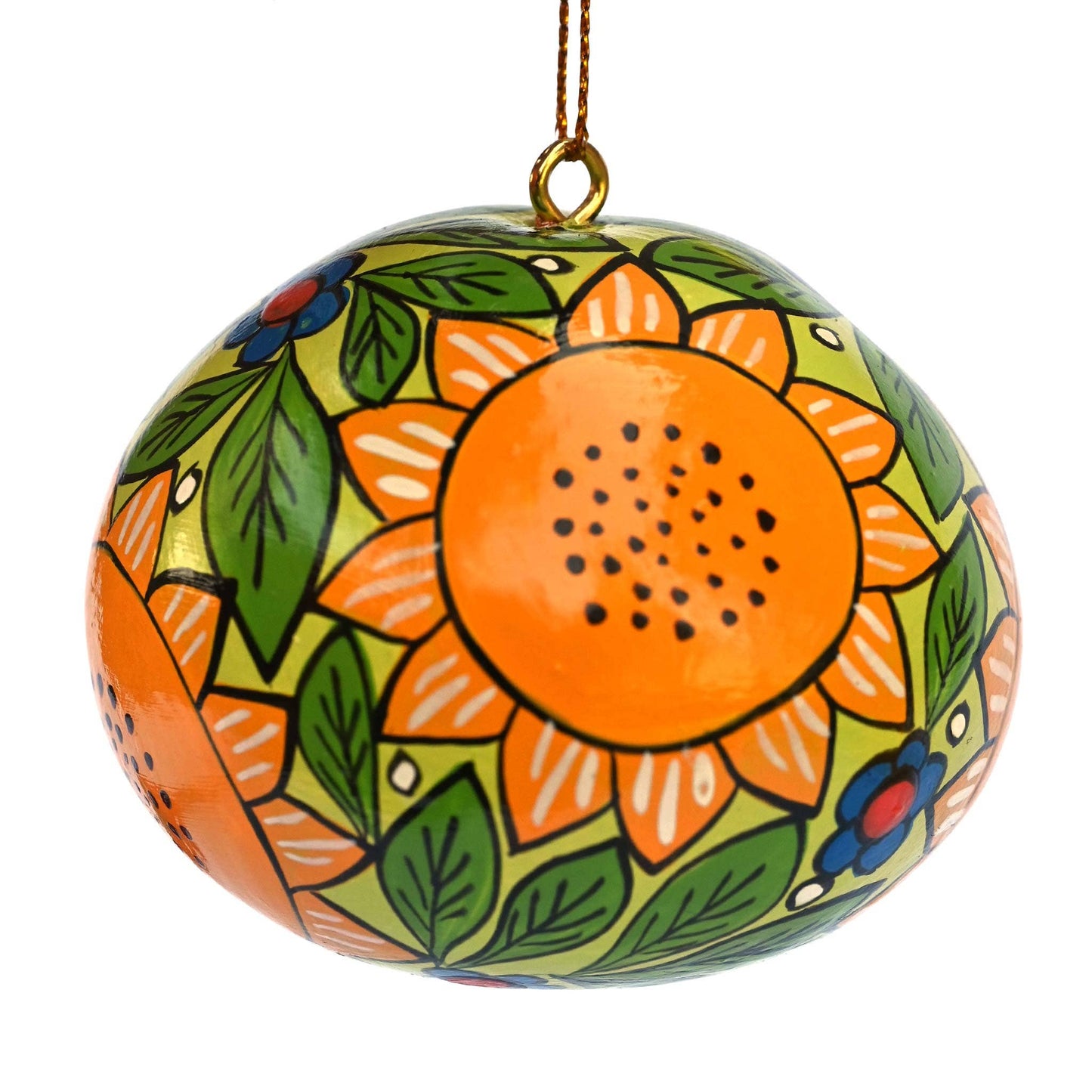 Sunflower Painted Gourd Ornament