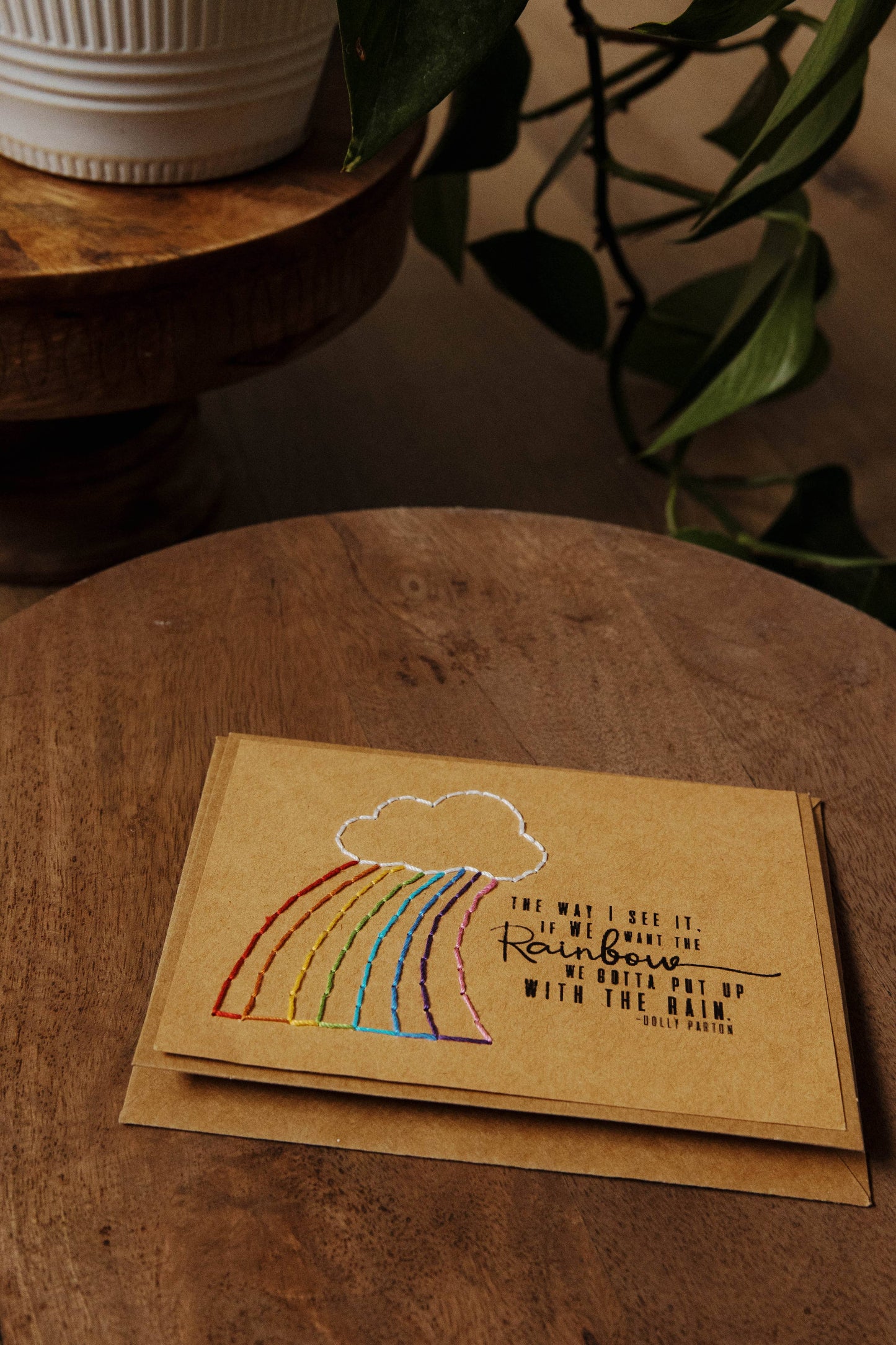 Rainbow Hand-Stitched Greeting Card