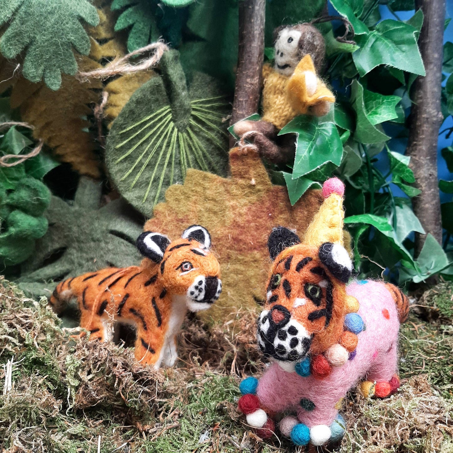 Handmade Felt Fiesta Tiger Ornament