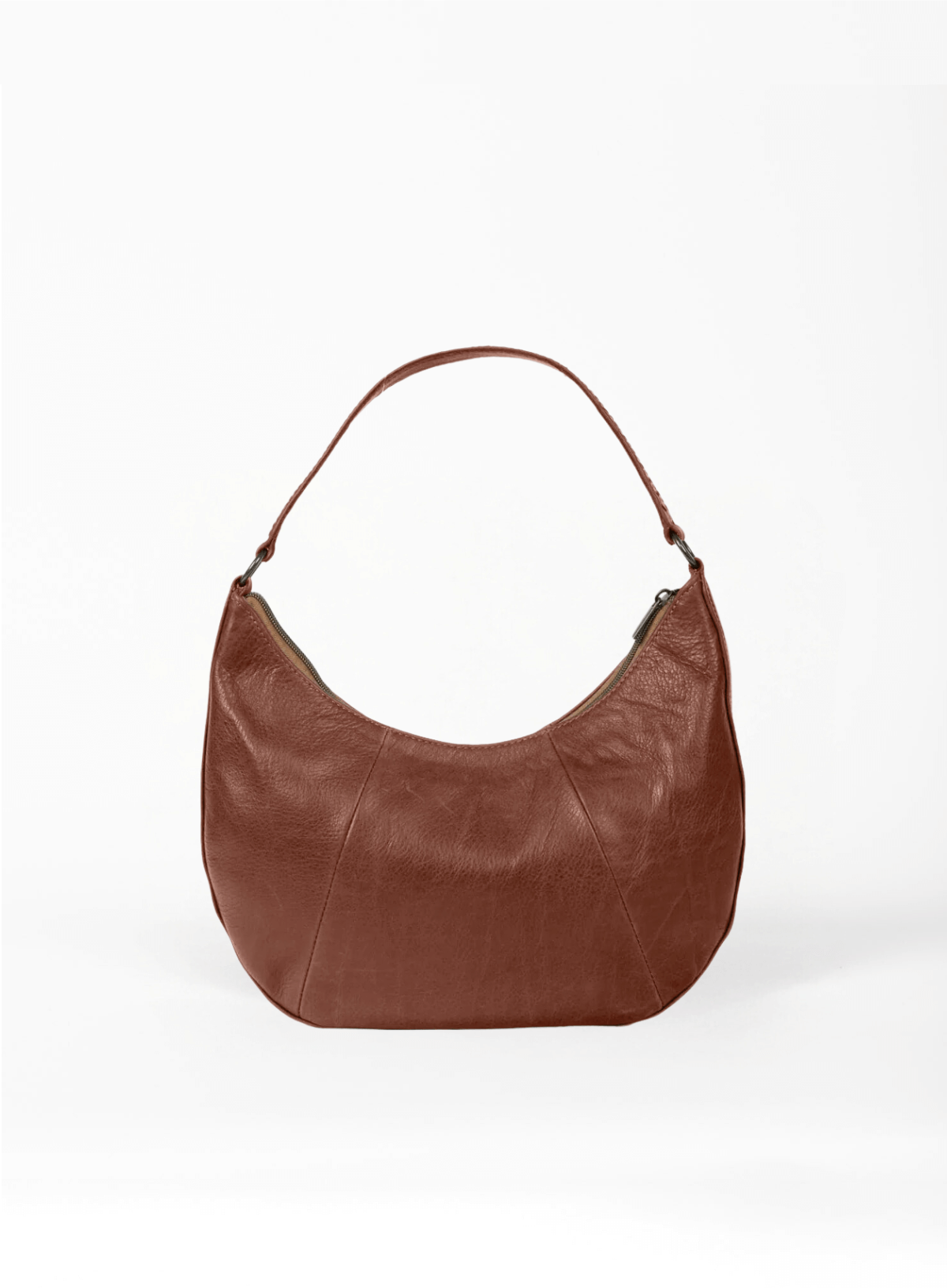 Leather Saddle Shoulder Bag in Mahogany