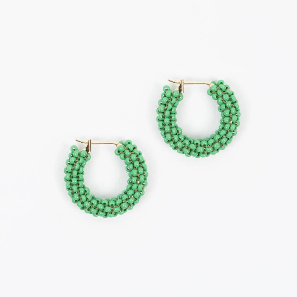 Purple Pop of Color Beaded Hoop Earrings