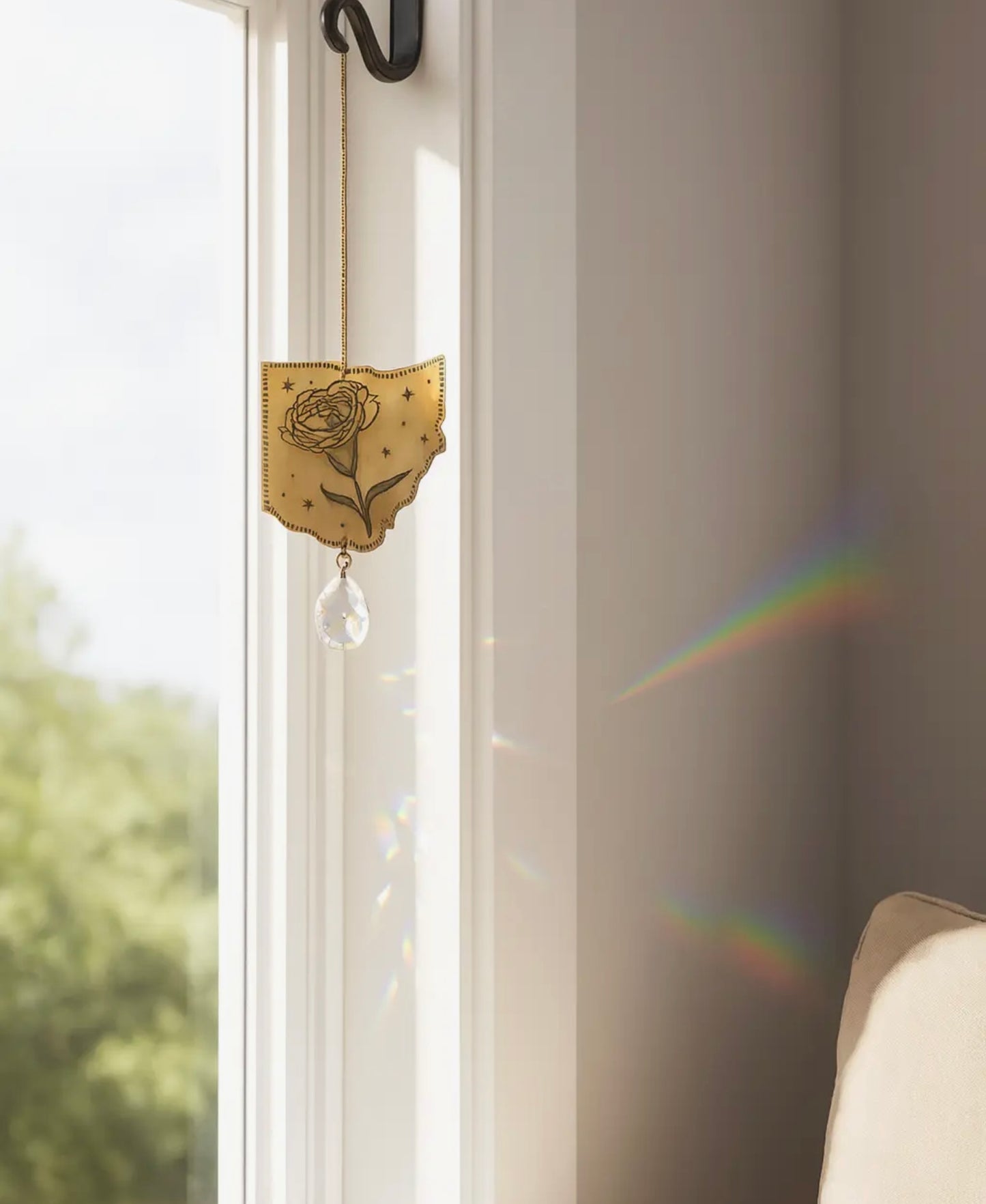 Ohio State Carnation Engraved Sun Catcher