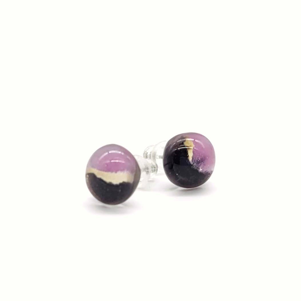 Fused Glass Stud Earrings in Assorted Colors