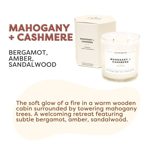 Mahogany + Cashmere - Glass Tumbler Soy Candle