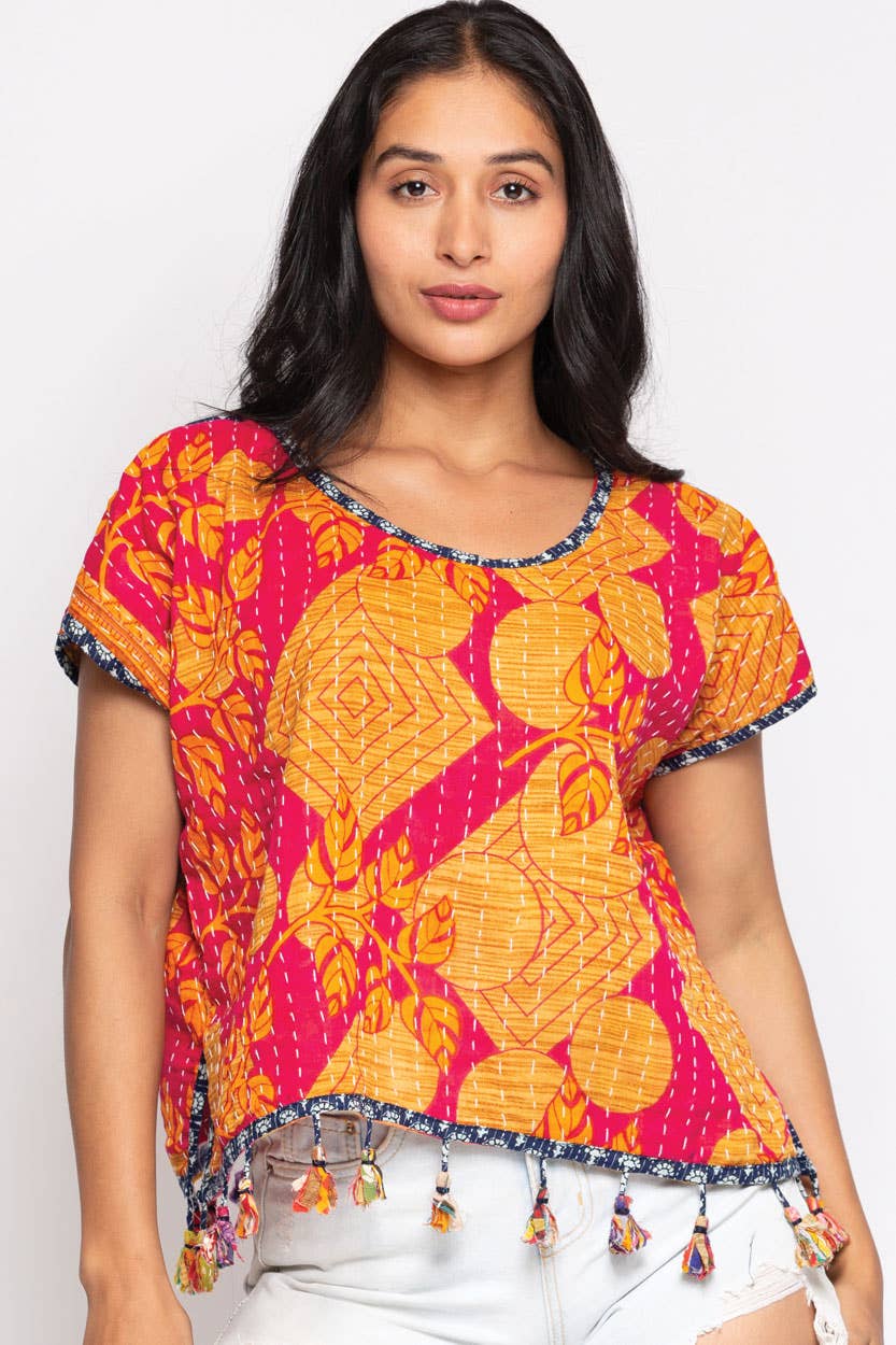 Cotton Kantha Crop Top