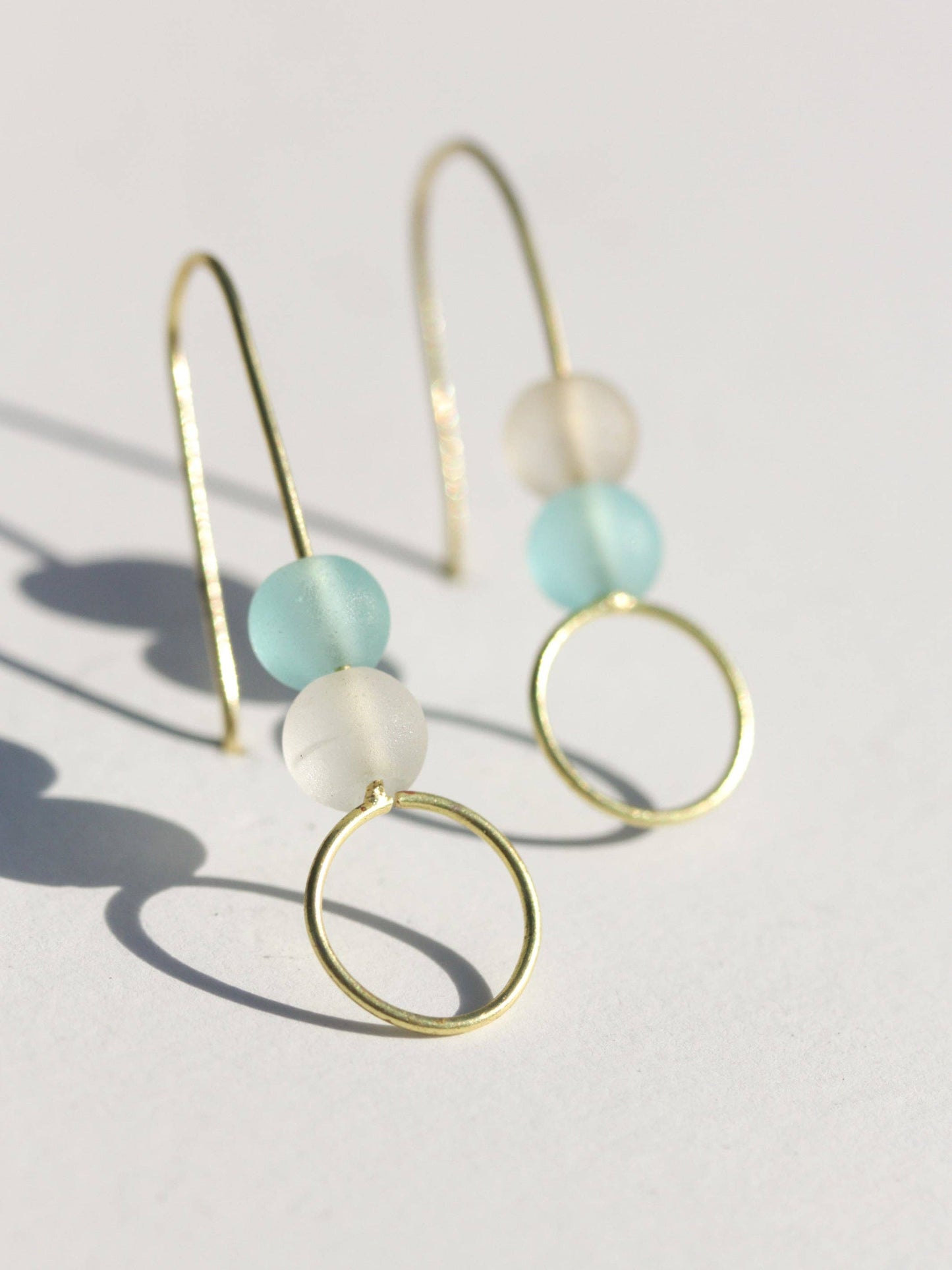 Aqua Surf Sea Glass Stack Earrings