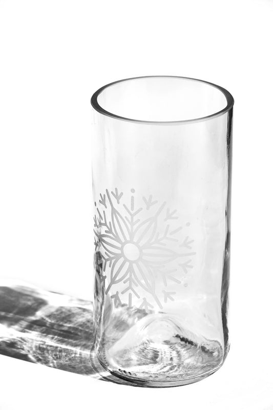Upcycled Snowflake Drinking Glasses 12 Ounces