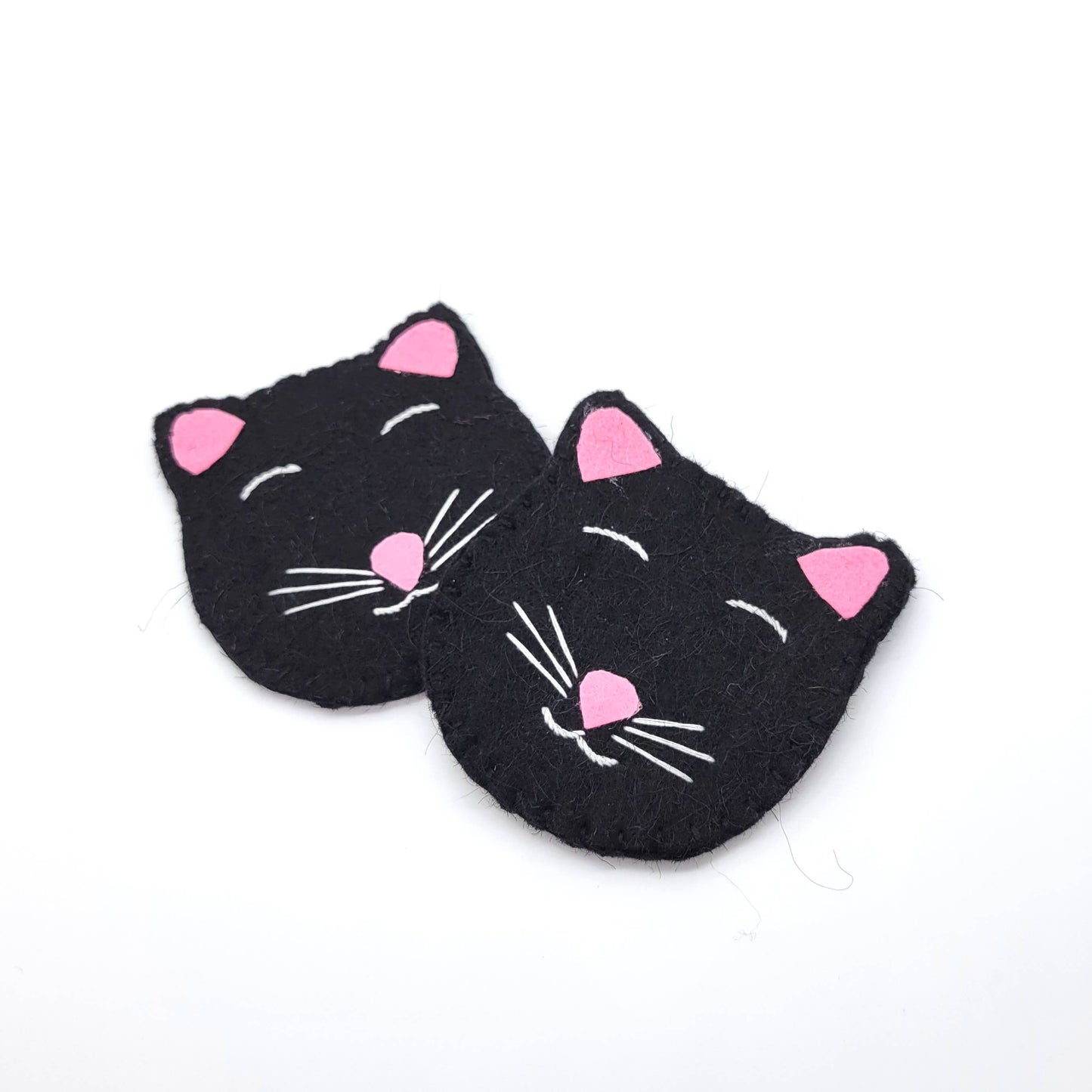 Black Kitty Cat Felted Wool Coaster