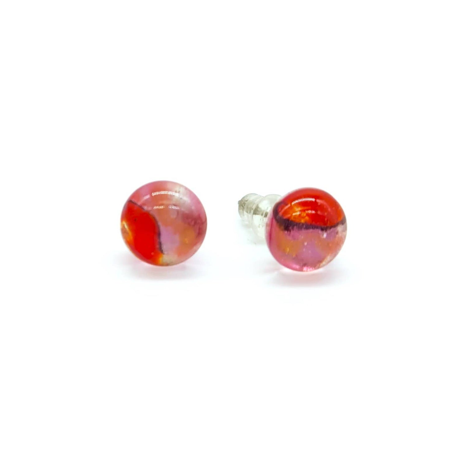 Fused Glass Stud Earrings in Assorted Colors