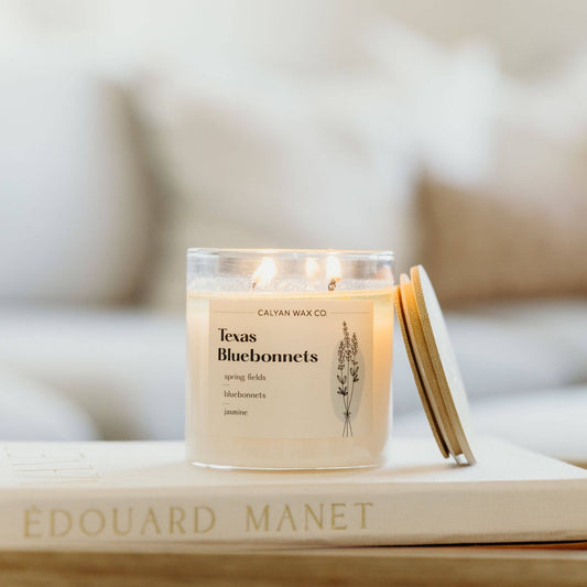 Texas Bluebonnet - Clear Glass Tumbler Soy Candle
