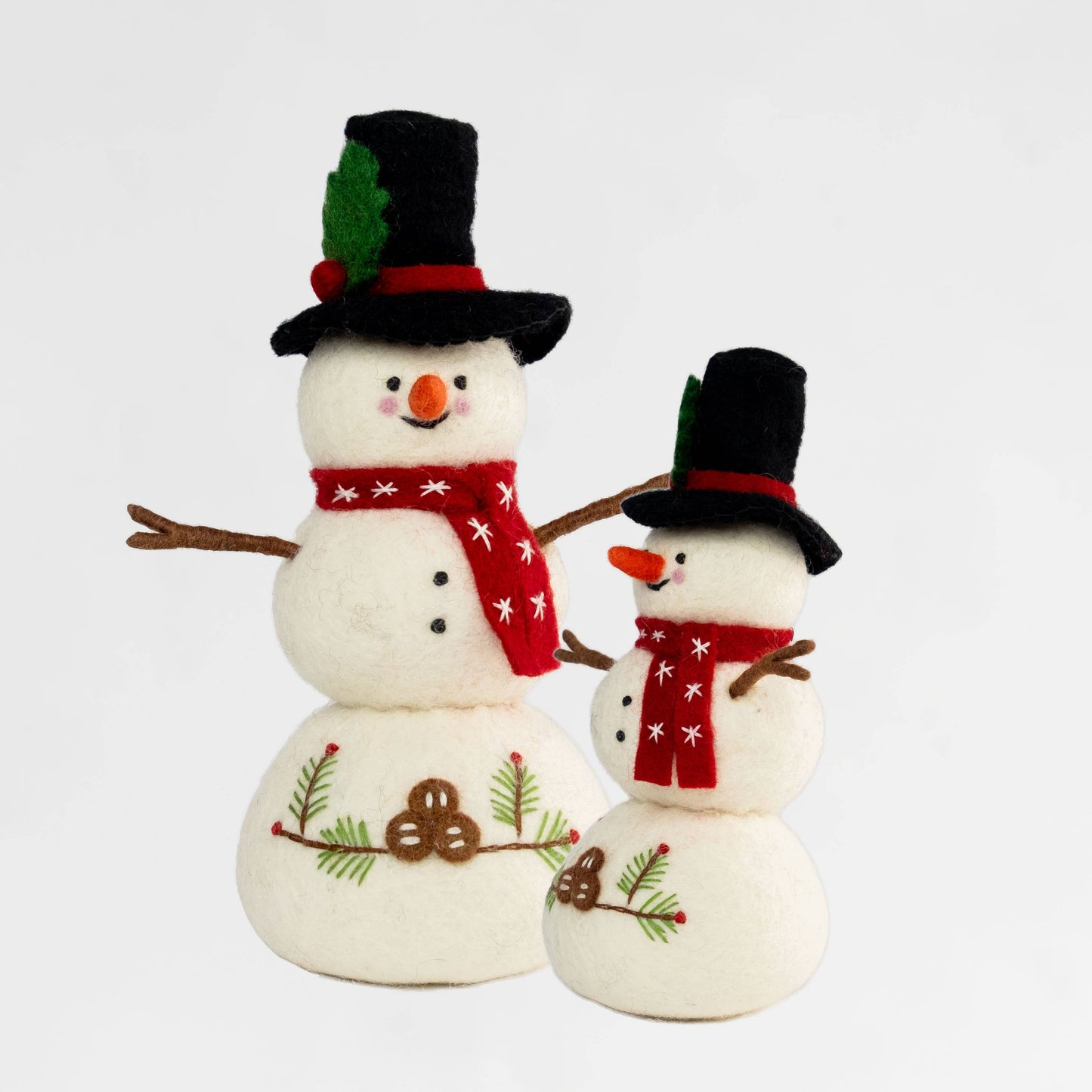 Red Scarf Felt Snowman Figurine
