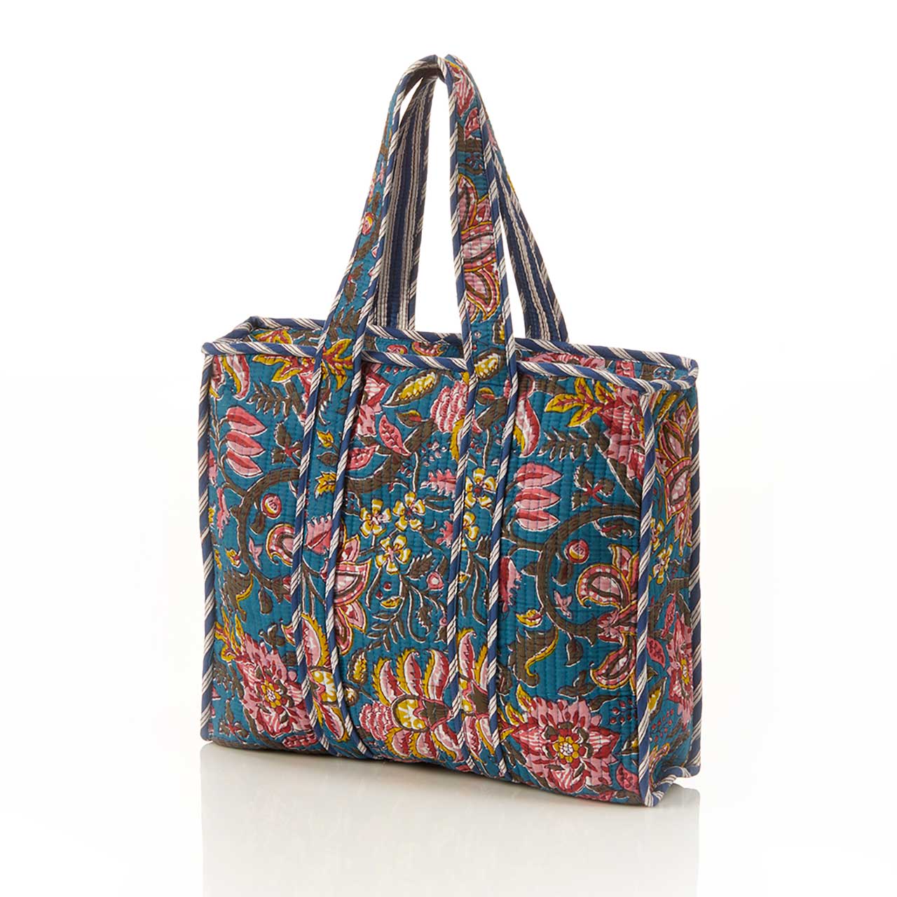 Bright Flowers Quilted Tote Bag