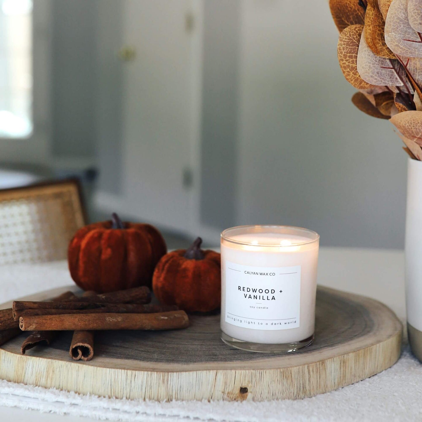 Redwood + Vanilla - Glass Tumbler Soy Candle