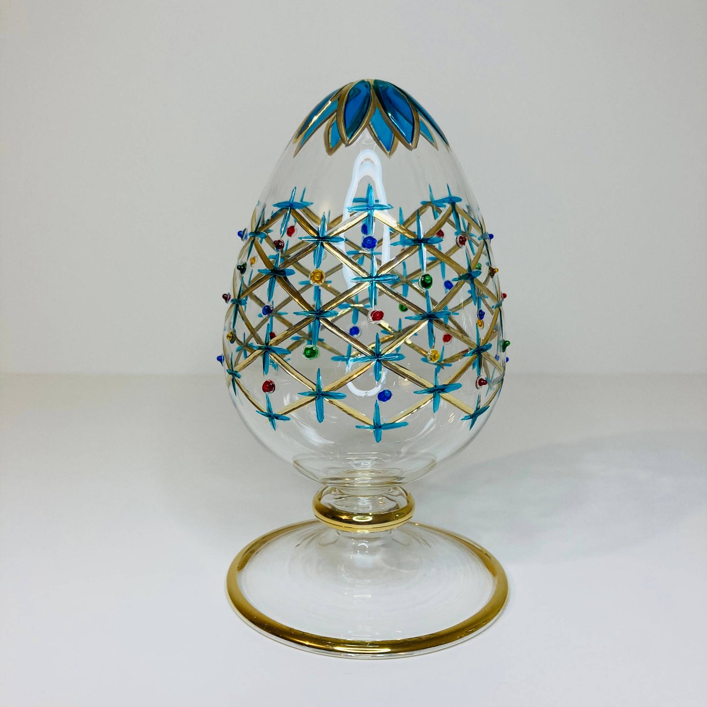 Turquoise Large Glass Tabletop Egg