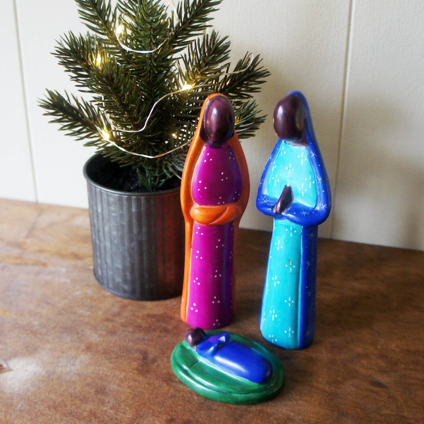 Tall Colorful Soapstone Nativity 3 piece