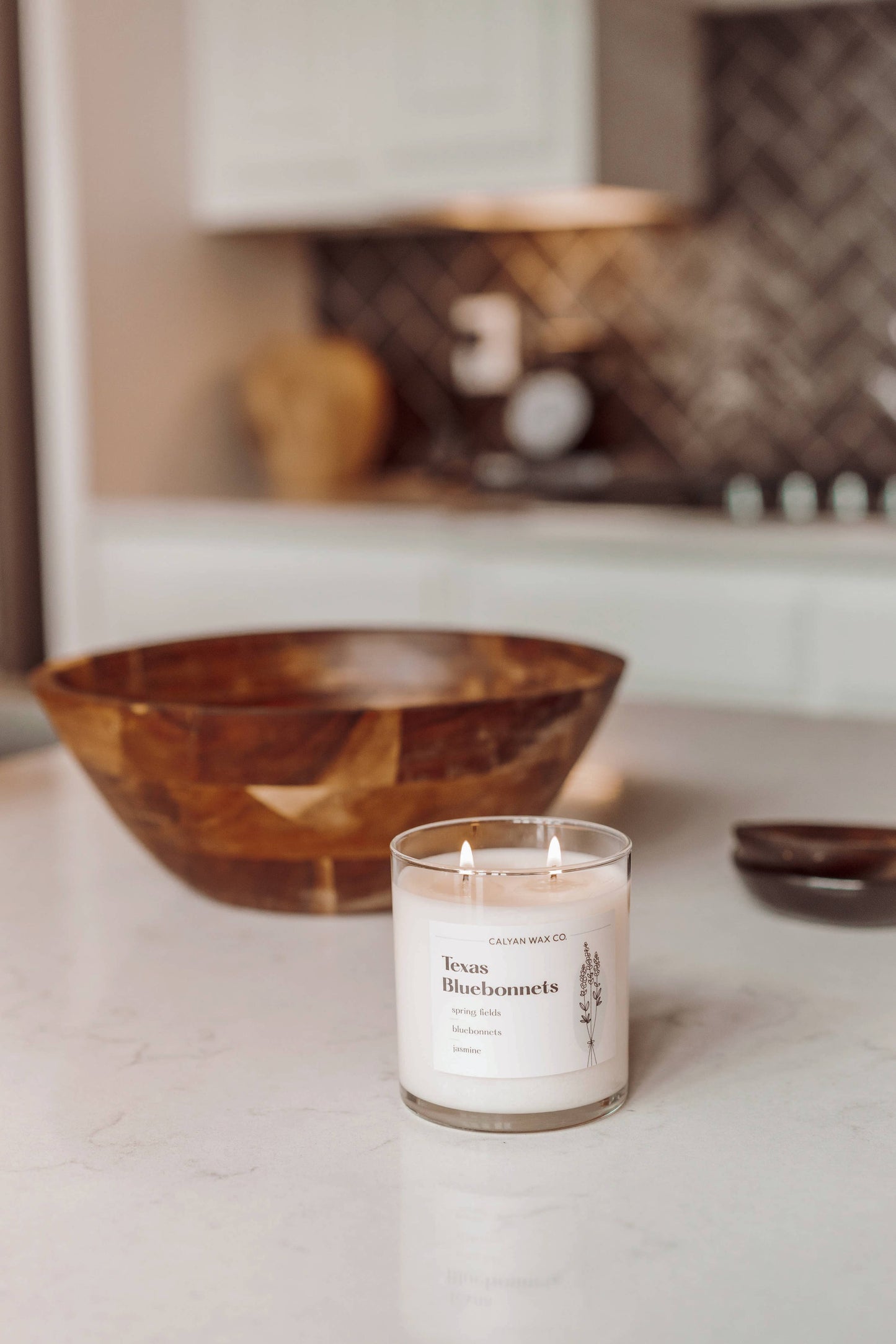 Texas Bluebonnet - Clear Glass Tumbler Soy Candle