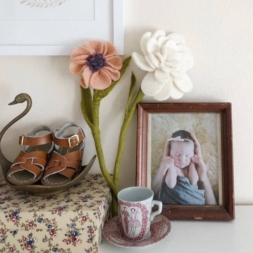 Felt White Anemone Flowers