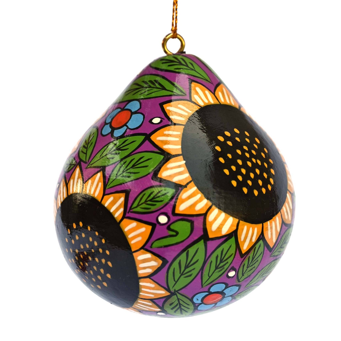Sunflower Painted Gourd Ornament