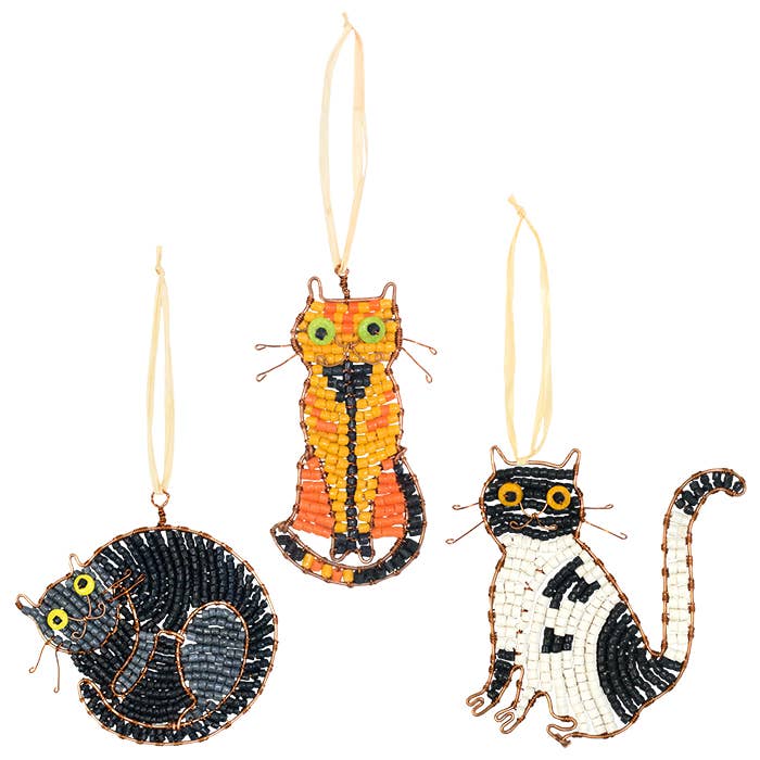 Beaded Tuxedo Cat Ornament