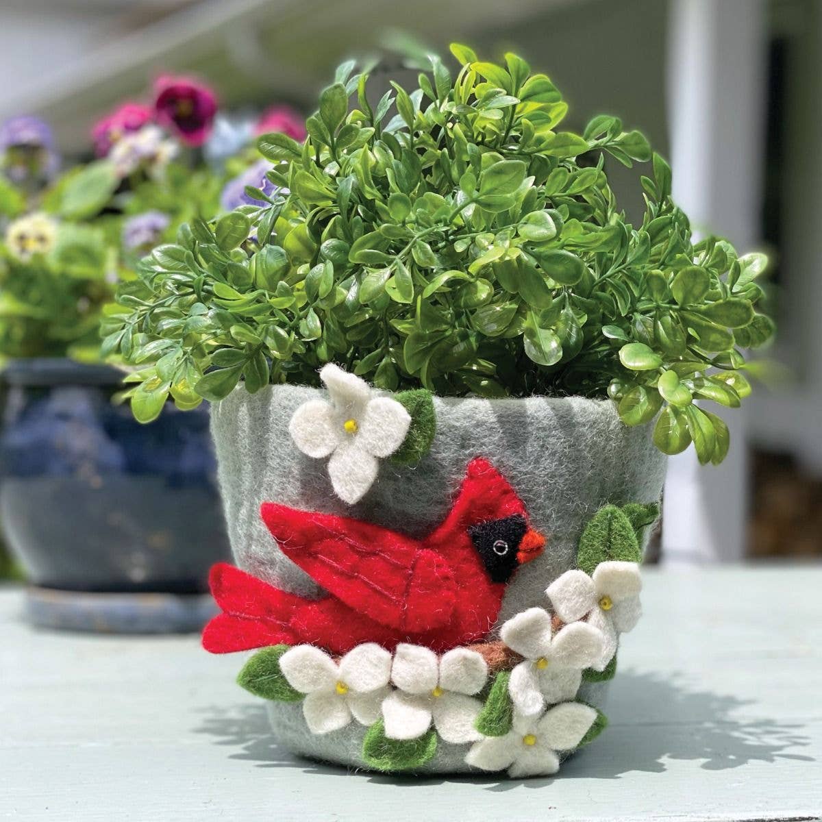 Dogwood Cardinal Felt Pot