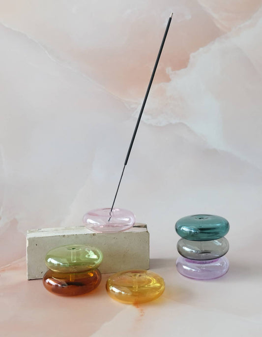 Teal Glass Bubble Incense Holder